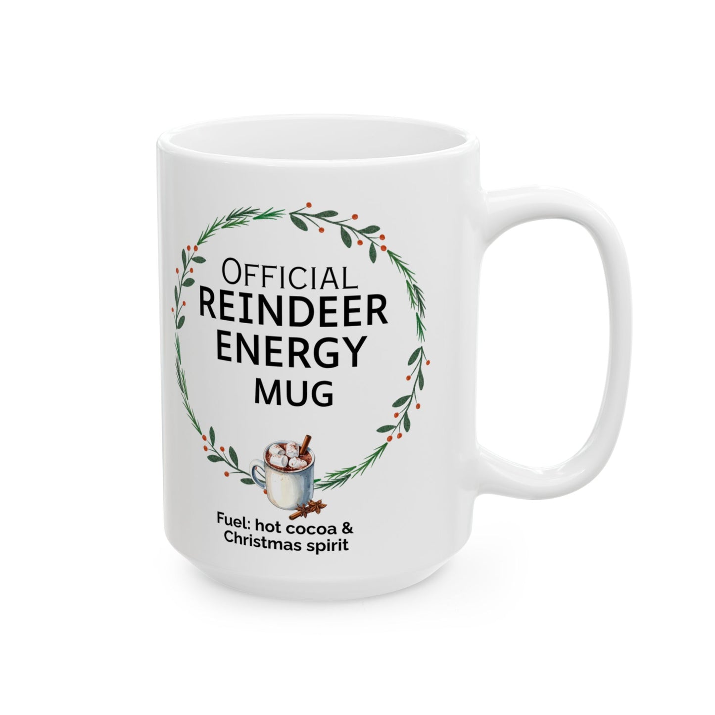 Festive Christmas Mug with Cheerful Reindeer Design