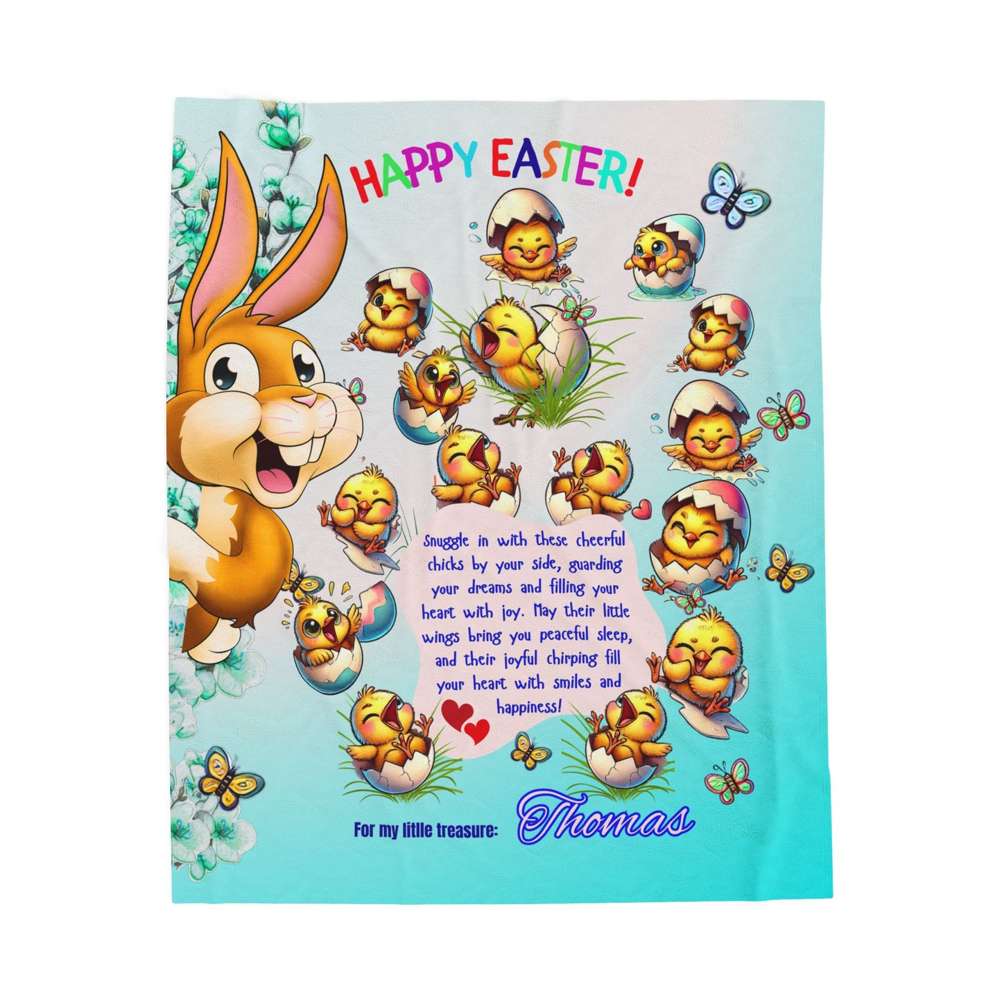 Velveteen Plush Blanket l Soft as a Hug, Sweet as a Chirp  Easter Blanket for Kids