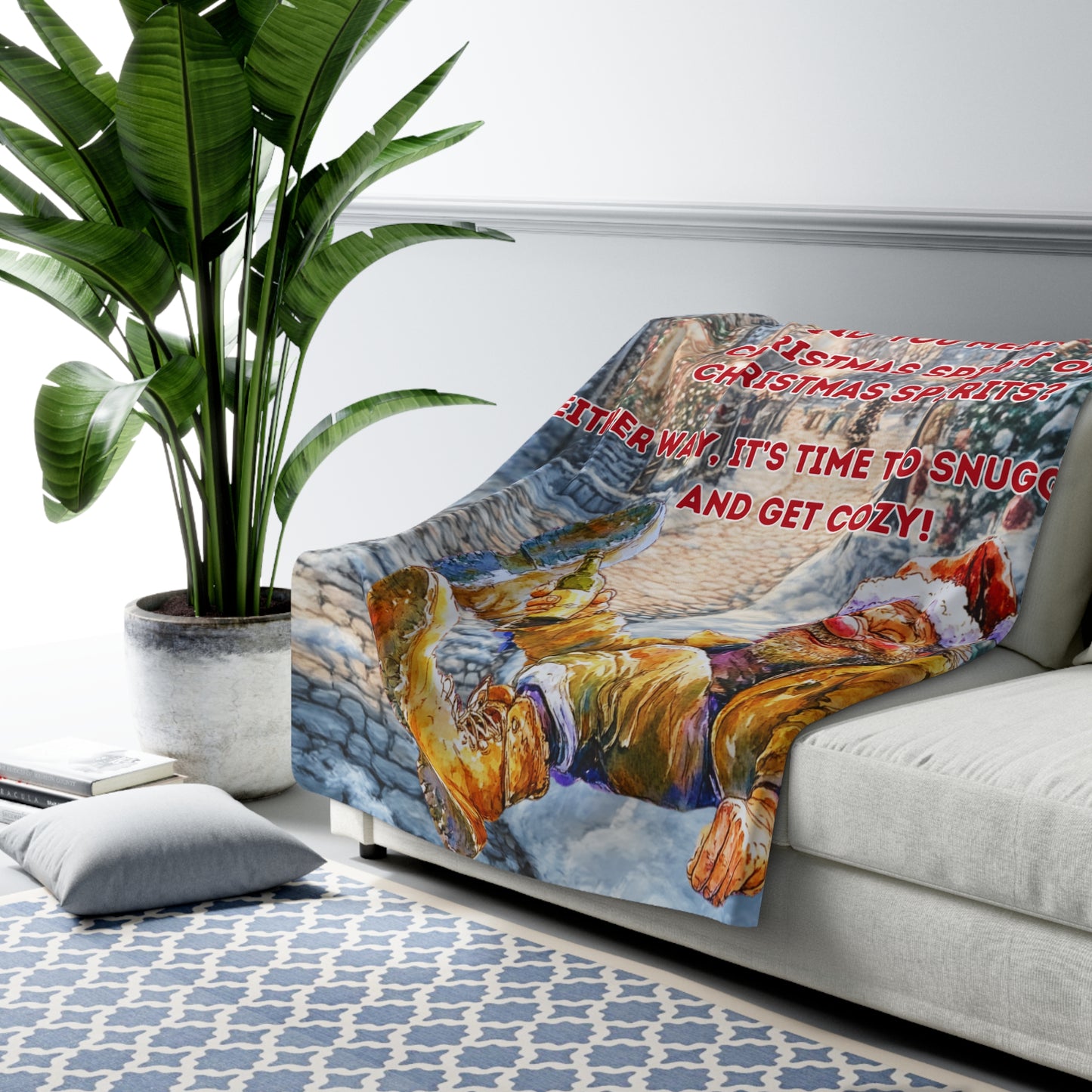 Sherpa Fleece Blanket - Spirit of Christmas or Spirits of Christmas Funny Holiday Throw Funny gift for Grandfather Funny Gift For Father or Friends