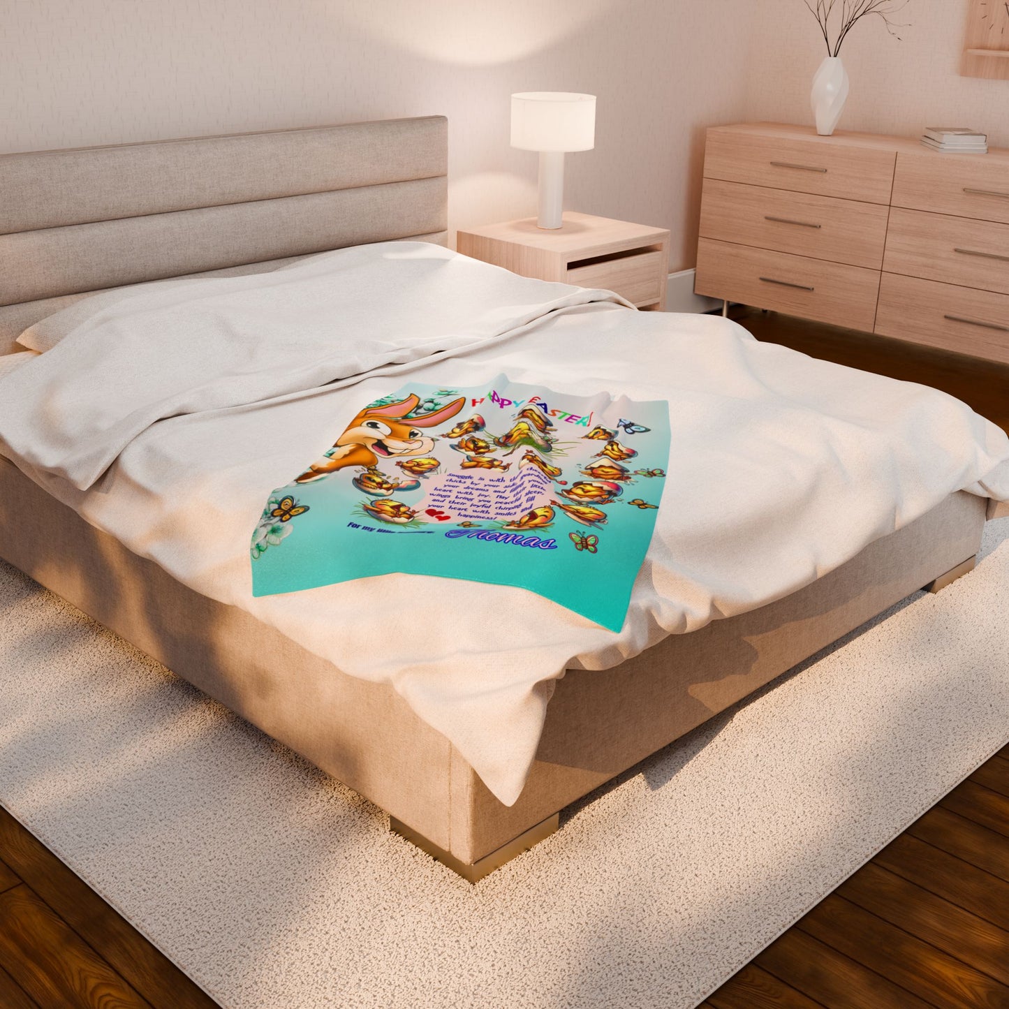 Velveteen Plush Blanket l Soft as a Hug, Sweet as a Chirp  Easter Blanket for Kids