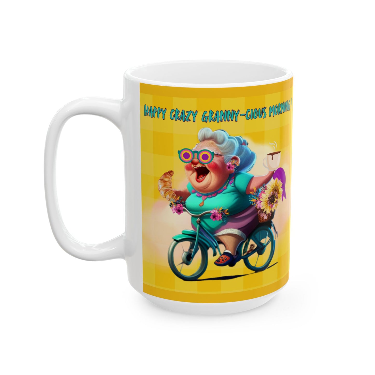 Funny Crazy Granny's Whimsical World Ceramic Mug (11oz, 15oz)