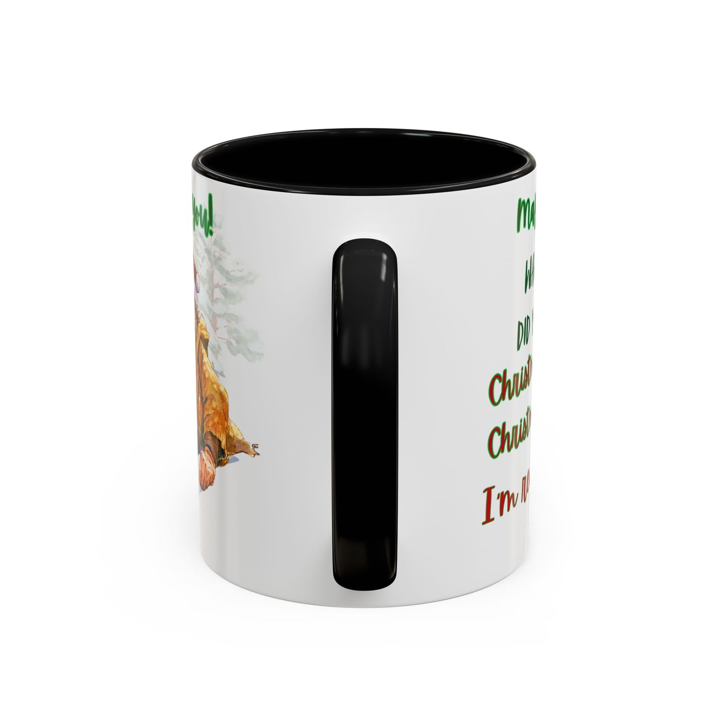 Accent Mug with Stylish Design - 11oz/15oz Coffee and Tea Cup, Christmas Humor Cup, Funny Christmas Gift, - lets give it a whirl