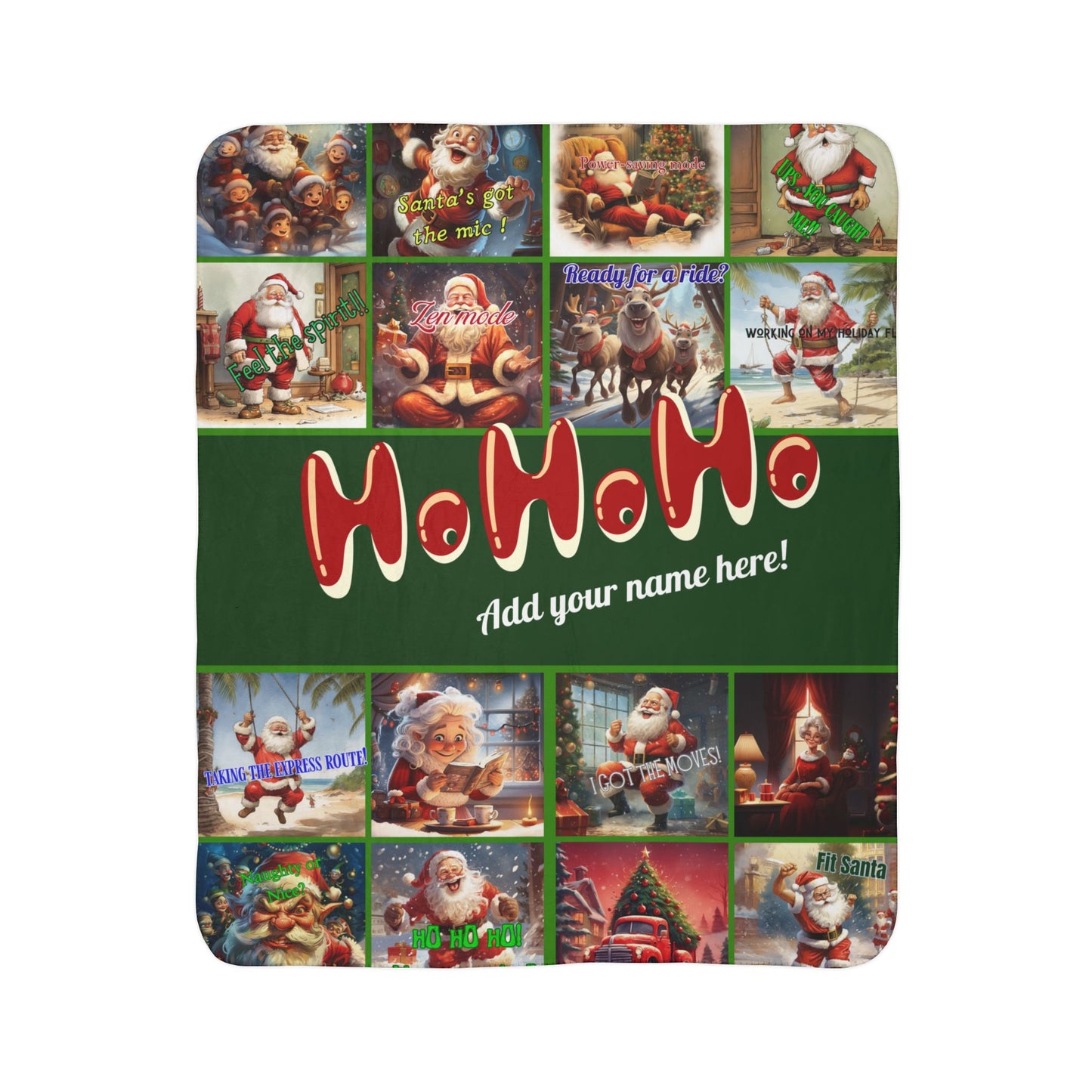 Sherpa Christmas Blanket - Funny Holiday Messages - Ho Ho Ho