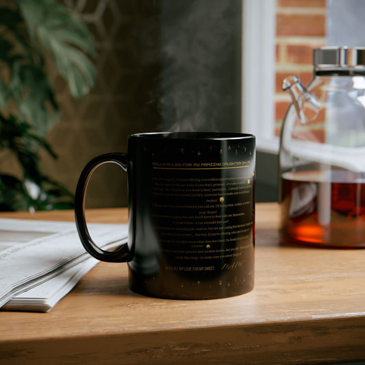 Funny mug for daughter-in-law from her mother-in-law: wine, cookies, or advice – your choice!