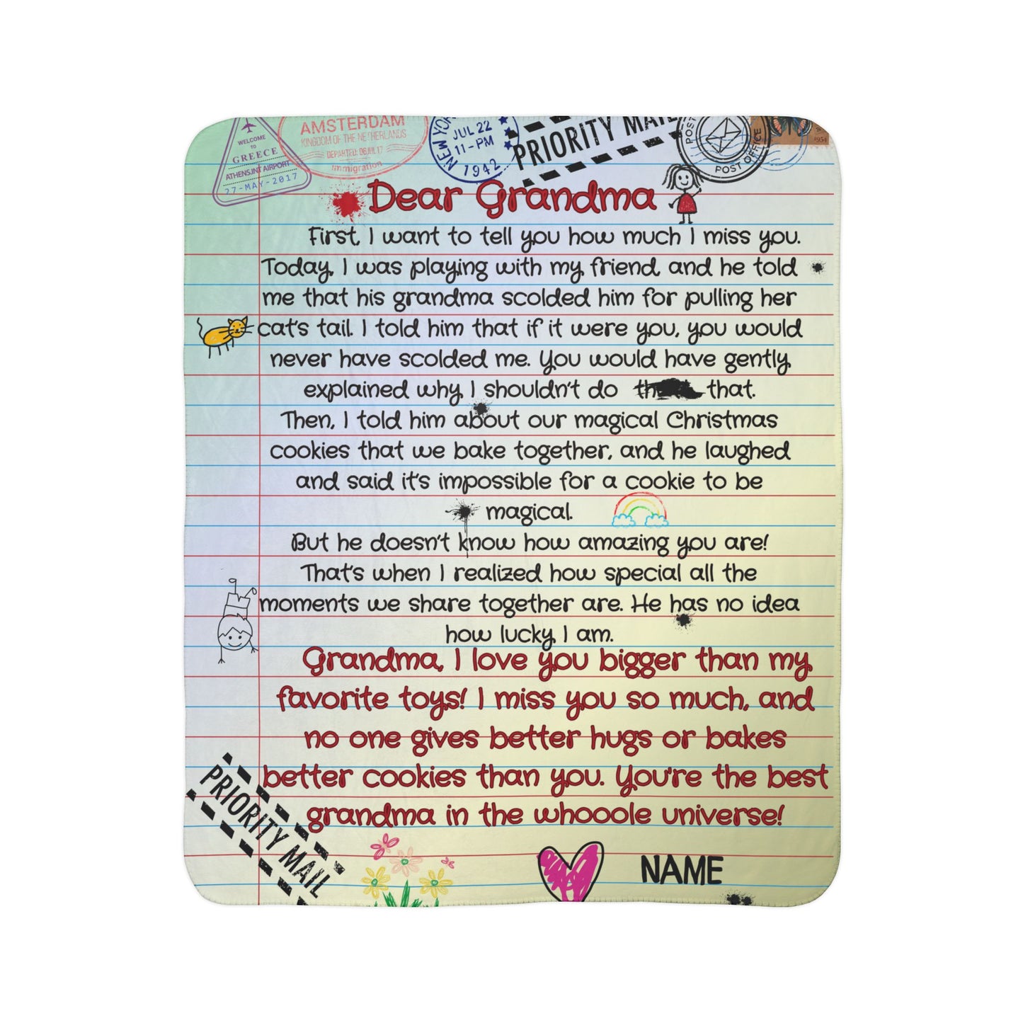 Heartwarming Fleece Blanket -Heartwarming Message from Grandson to Grandma