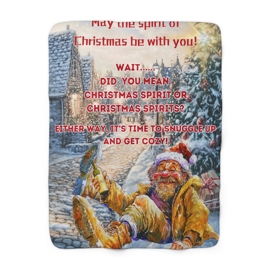 Sherpa Fleece Blanket l Spirit of Christmas or Spirits of Christmas Funny Holiday Throw Funny gift for Grandfather  Funny Gift For Father or Friends