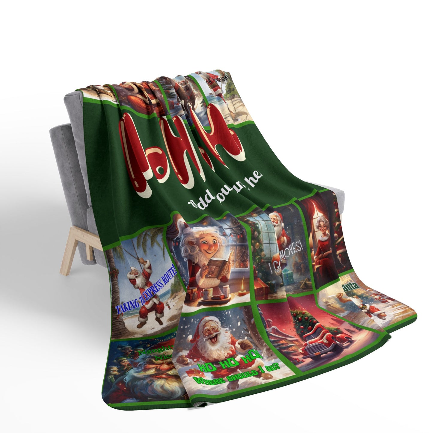 Sherpa Christmas Blanket - Funny Holiday Messages - Ho Ho Ho