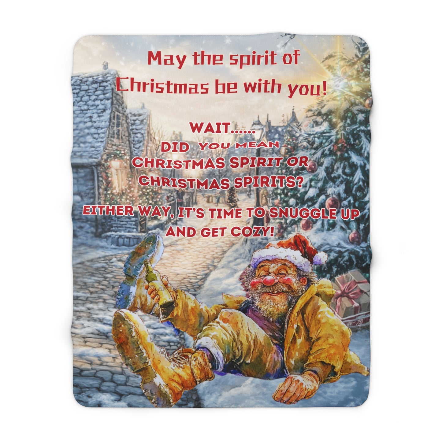 Sherpa Fleece Blanket - Spirit of Christmas or Spirits of Christmas Funny Holiday Throw Funny gift for Grandfather Funny Gift For Father or Friends