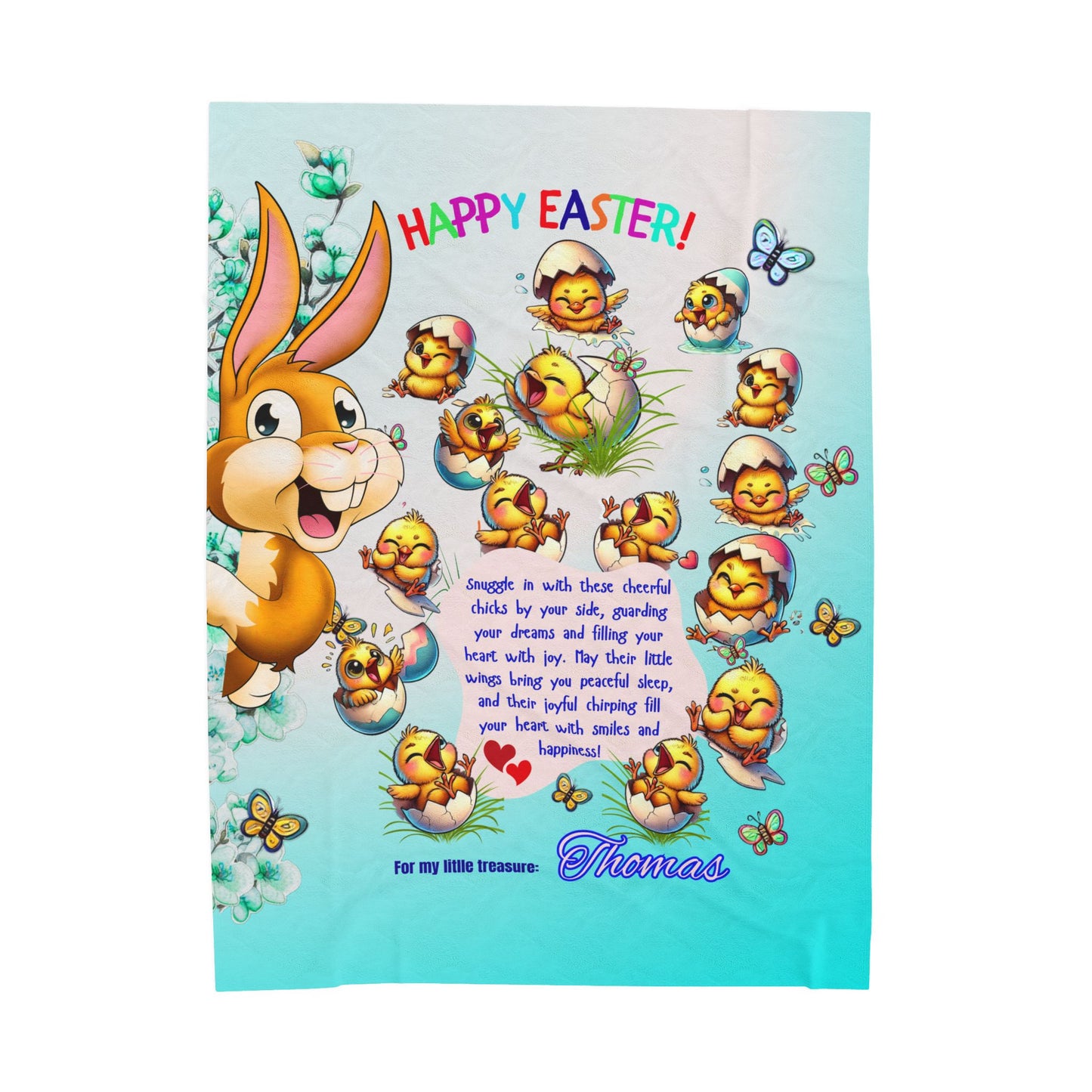 Velveteen Plush Blanket l Soft as a Hug, Sweet as a Chirp  Easter Blanket for Kids