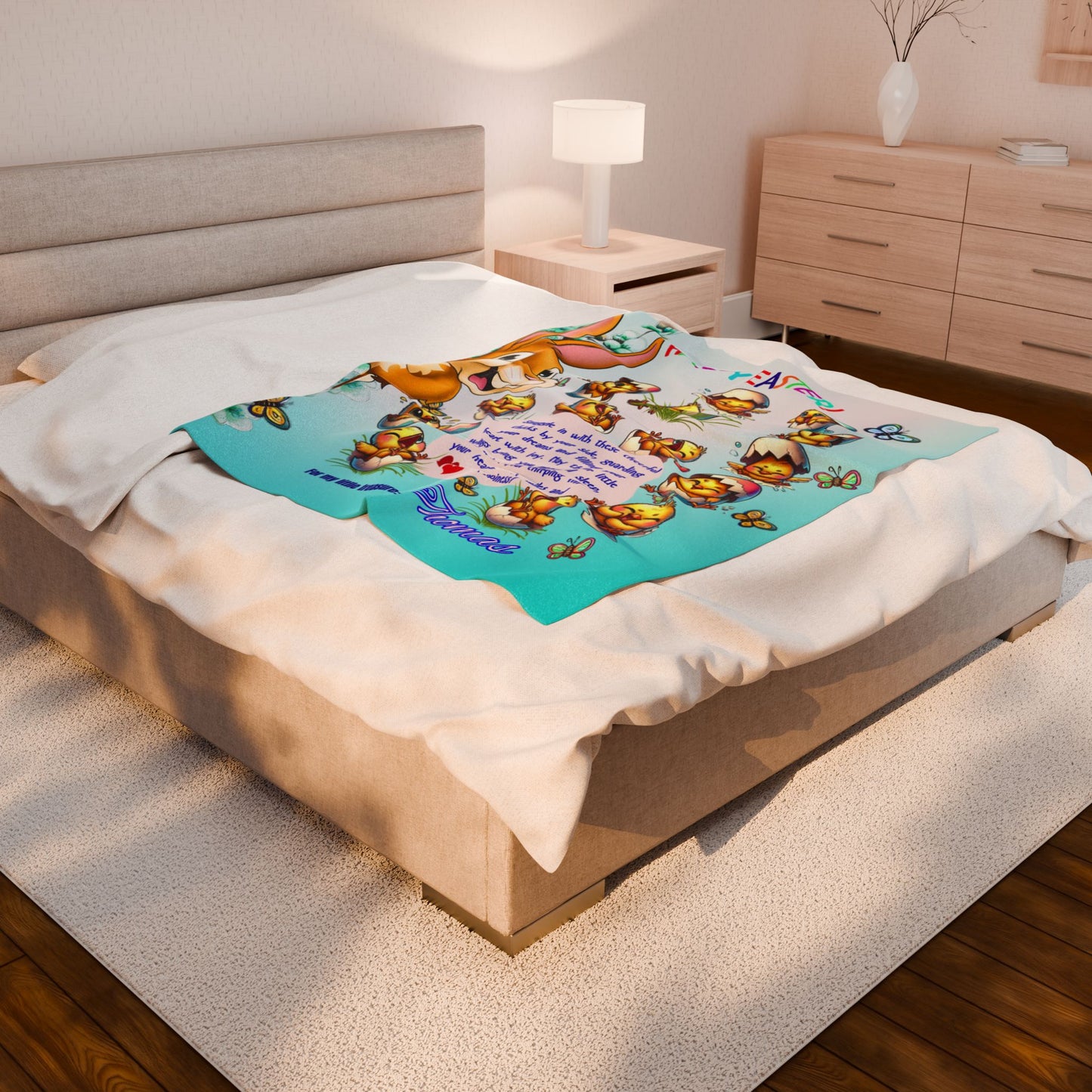 Velveteen Plush Blanket l Soft as a Hug, Sweet as a Chirp  Easter Blanket for Kids