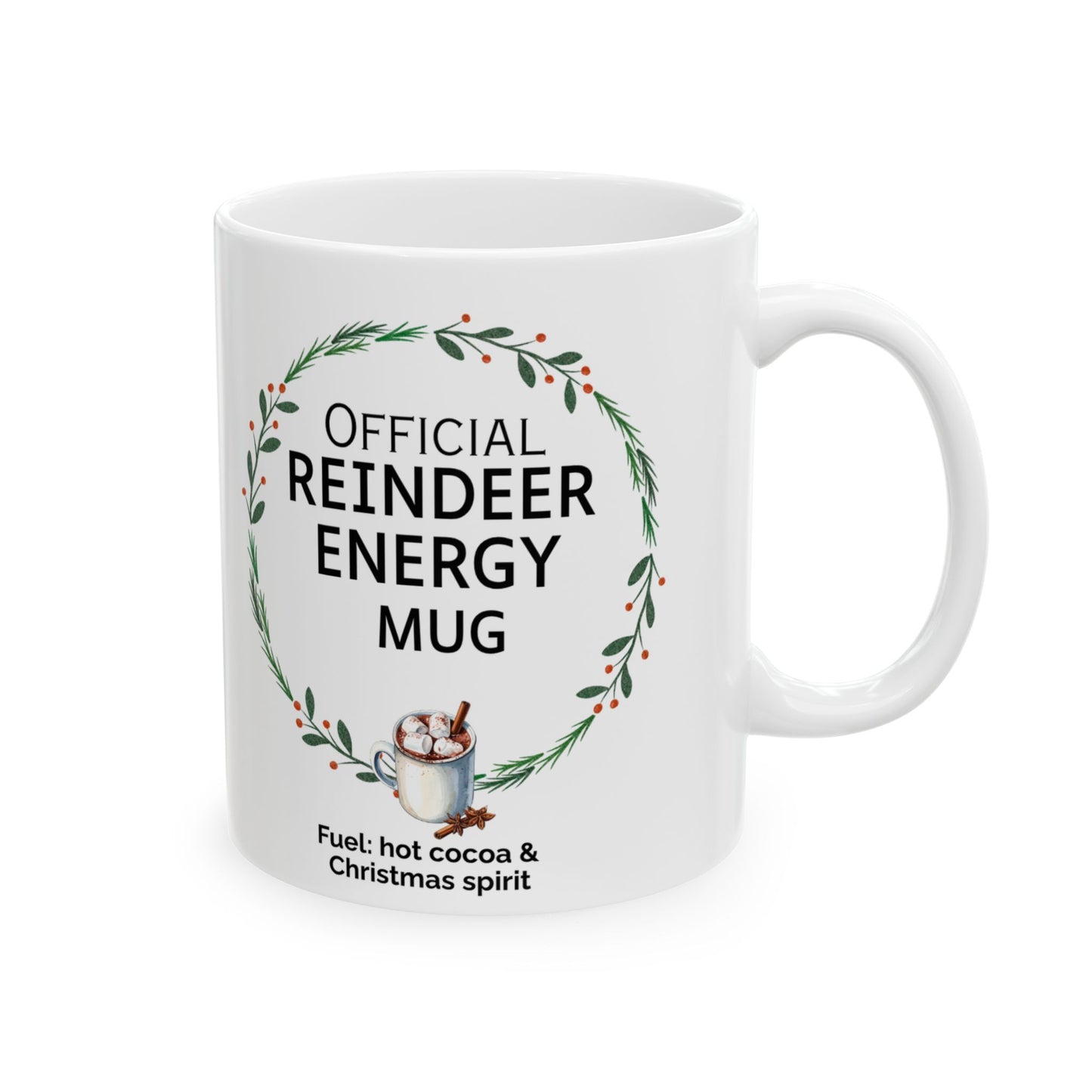 Festive Christmas Mug with Cheerful Reindeer Design