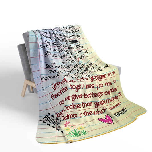 Heartwarming Fleece Blanket -Heartwarming  Message from Grandson to Grandma