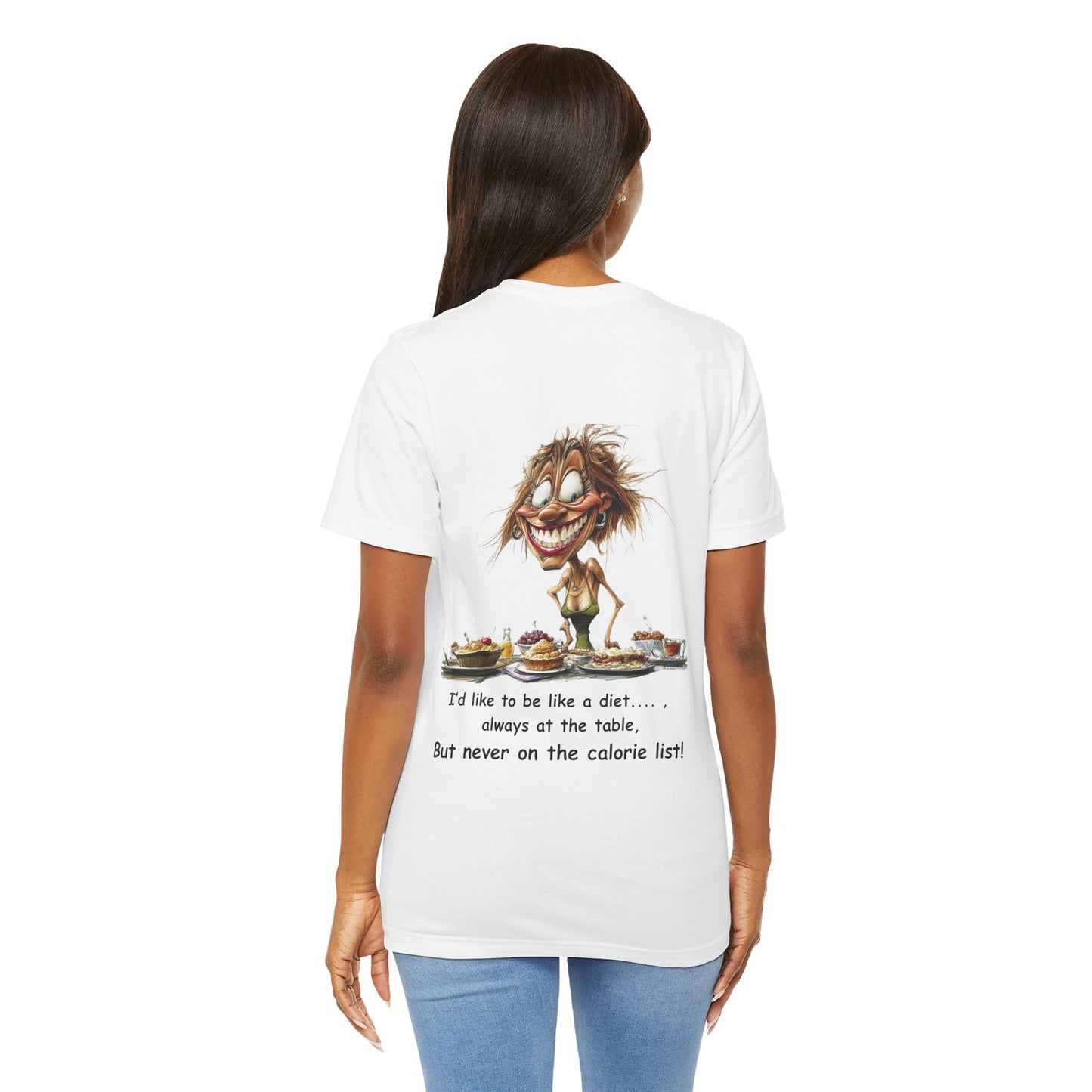 Funny Diet T-Shirt, Food Lover Tee, Humorous Table Shirt, Calorie List Top, Jersey Short Sleeve Tee, Jersey Short Sleeve Tee