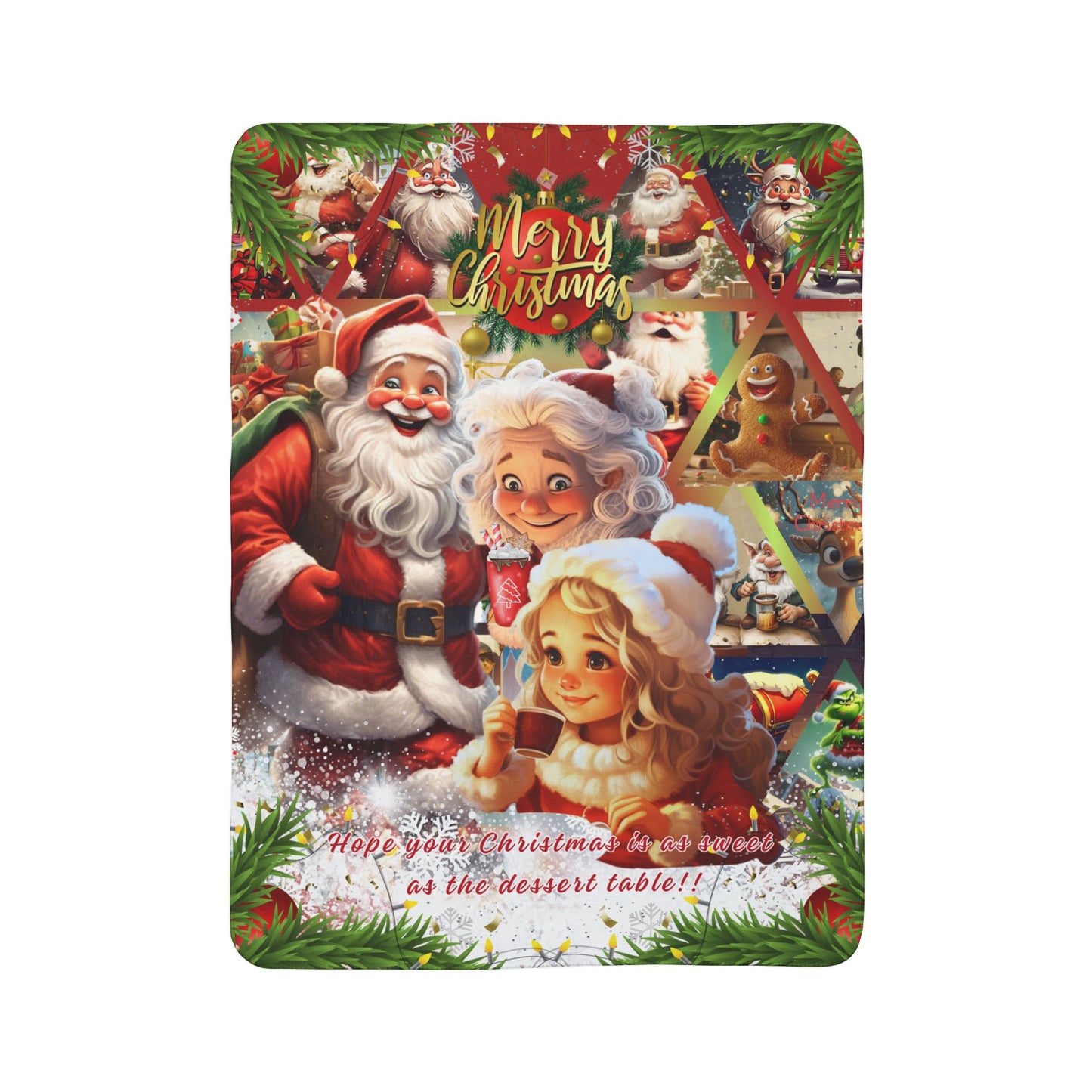 Sherpa Blanket Two sizes: 50"x60", 60"x80" - Funny Santa Design Fleece Blanket For Christmas