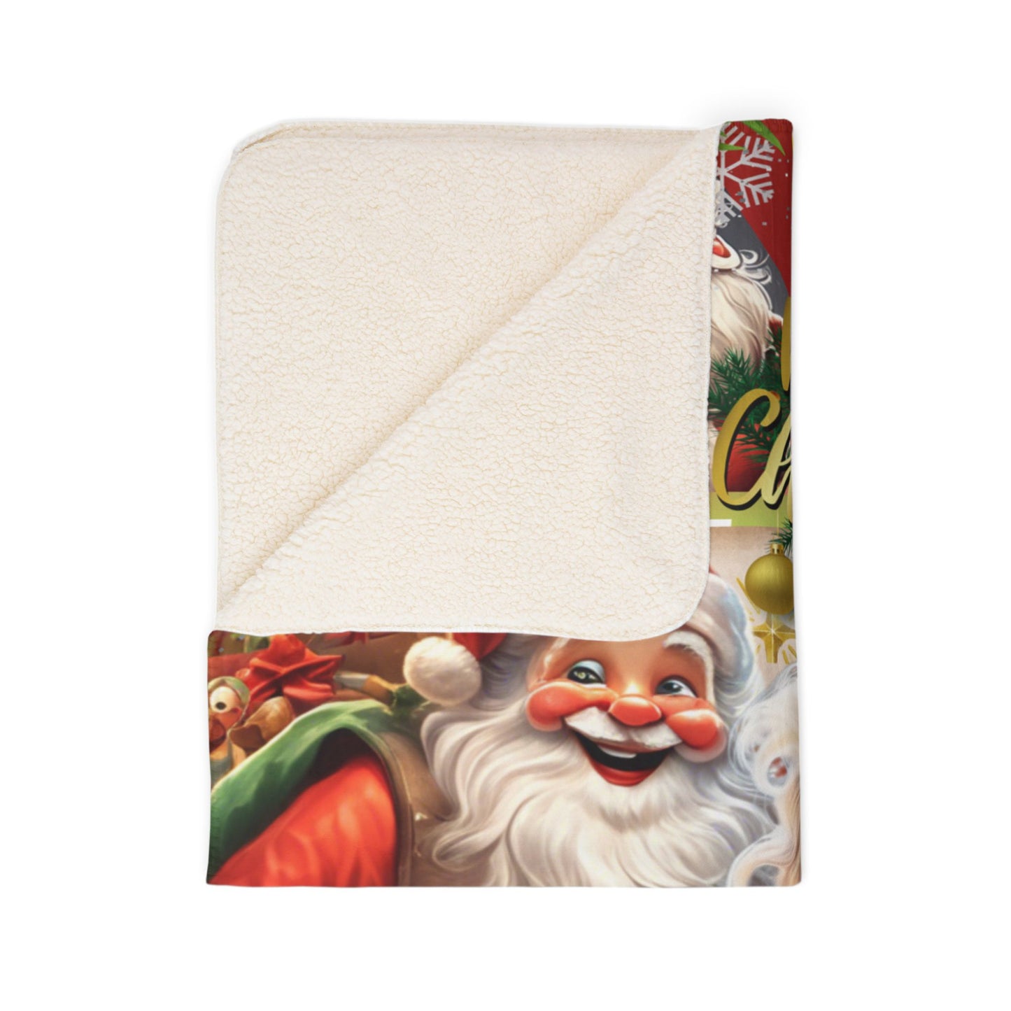 Sherpa Blanket Two sizes: 50"x60", 60"x80" - Funny Santa Design Fleece Blanket For Christmas