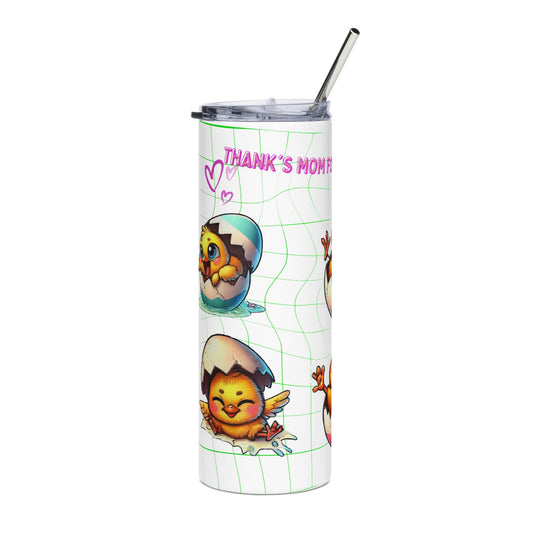 Stainless Steel Tumbler, 20oz l Sarcastic and Sweet l Mom Life Tumbler with Baby Chicks Humor