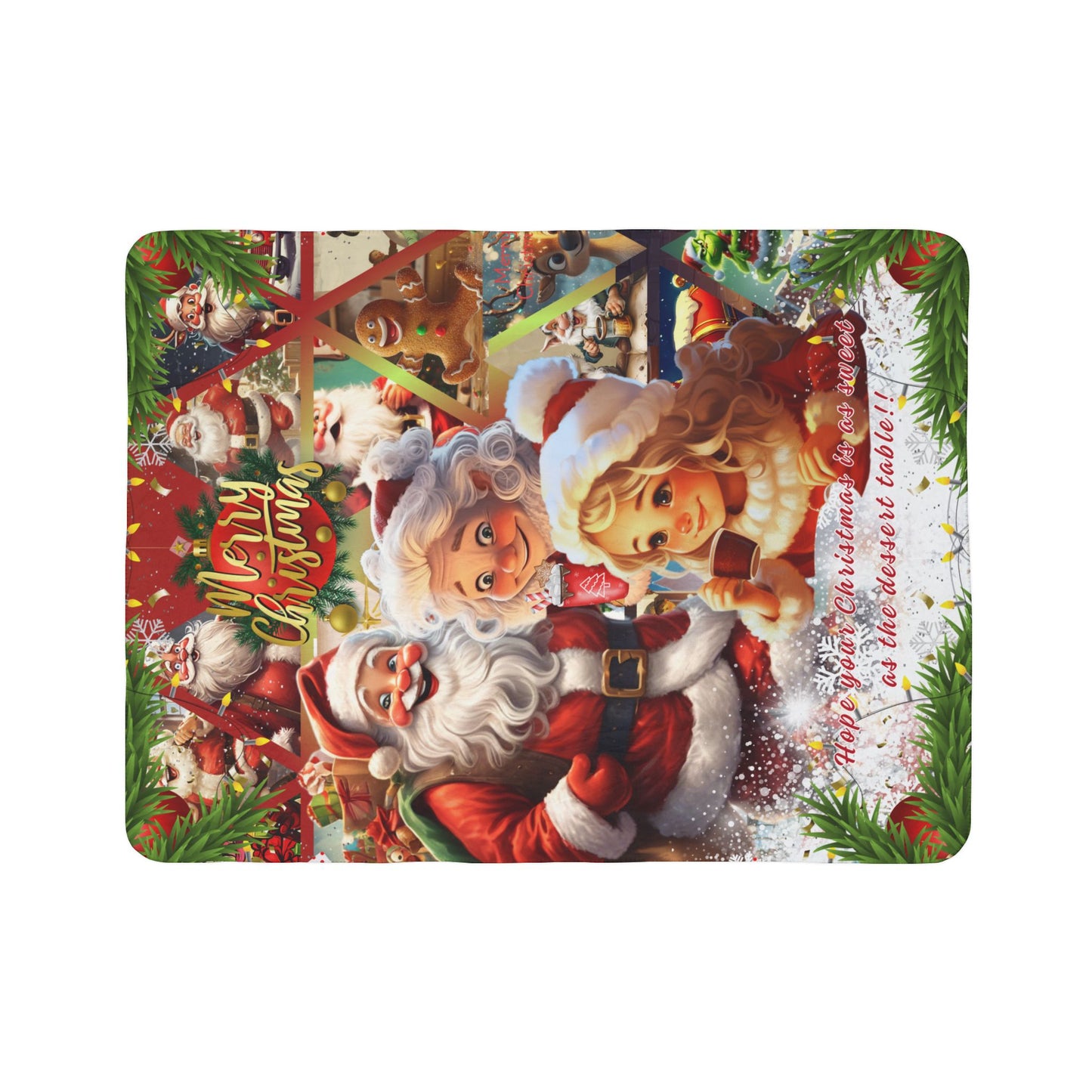 Sherpa Blanket Two sizes: 50"x60", 60"x80" - Funny Santa Design Fleece Blanket For Christmas