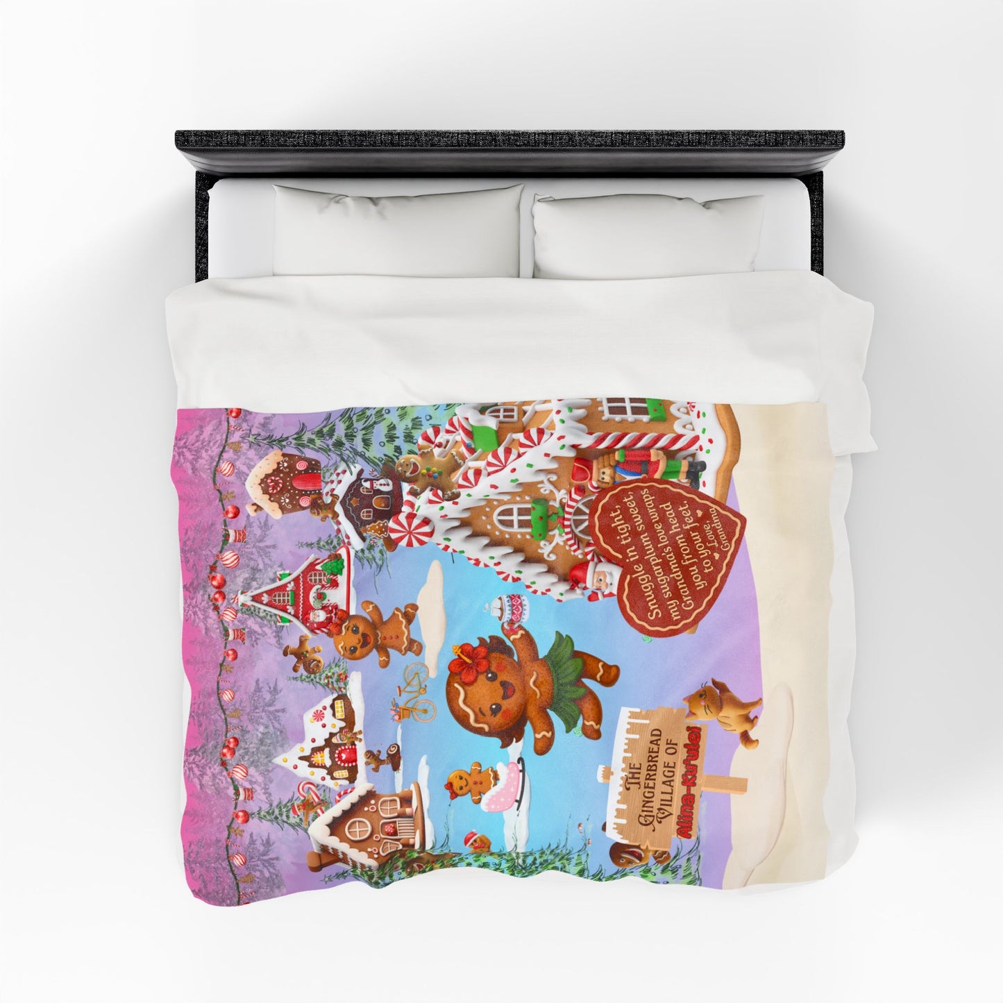 Gingerbread Village Christmas Blanket for Girl from Grandma