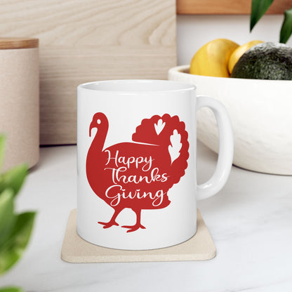 Happy Thanksgiving Ceramic Mug 11oz/15oz - Festive Holiday Coffee Cup