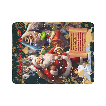 Sherpa Christmas Cheer Blanket Beige/Grey - Cozy Holiday Gift