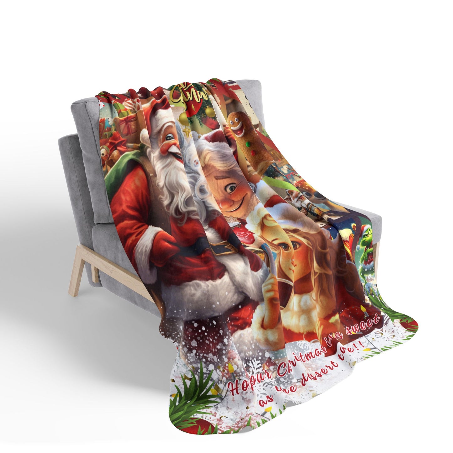 Sherpa Blanket Two sizes: 50"x60", 60"x80" - Funny Santa Design Fleece Blanket For Christmas