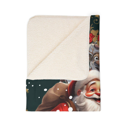Sherpa Christmas Cheer Blanket Beige/Grey - Cozy Holiday Gift