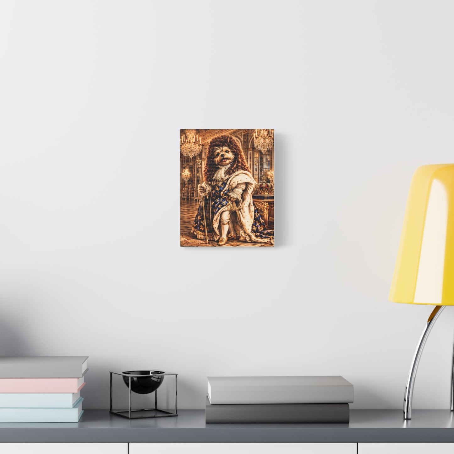 The Sun King Yorkie Stretched Canvas Wall Art, Royal Dog Portrait, King Louis XIV Pet Art, Ready to Hang, History Bonus Included