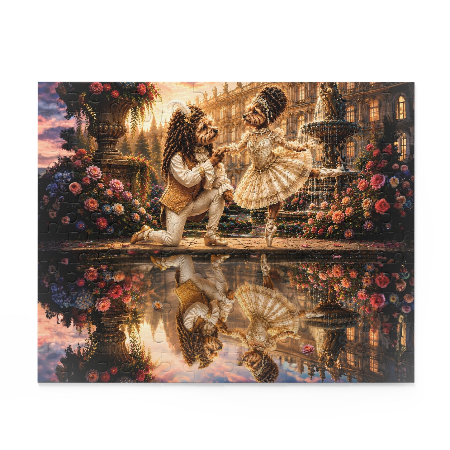 Dog Ballet Art, Yorkie Ballerina Canvas, Anthropomorphic Dog Painting, Fairy Tale Wall Decor, Whimsical Animal Art.