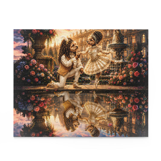 Dog Ballet Art, Yorkie Ballerina Canvas, Anthropomorphic Dog Painting, Fairy Tale Wall Decor, Whimsical Animal Art.