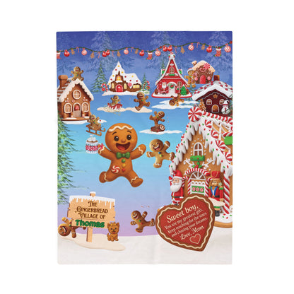 Personalized Gingerbread Christmas Blanket for Boys from Mom