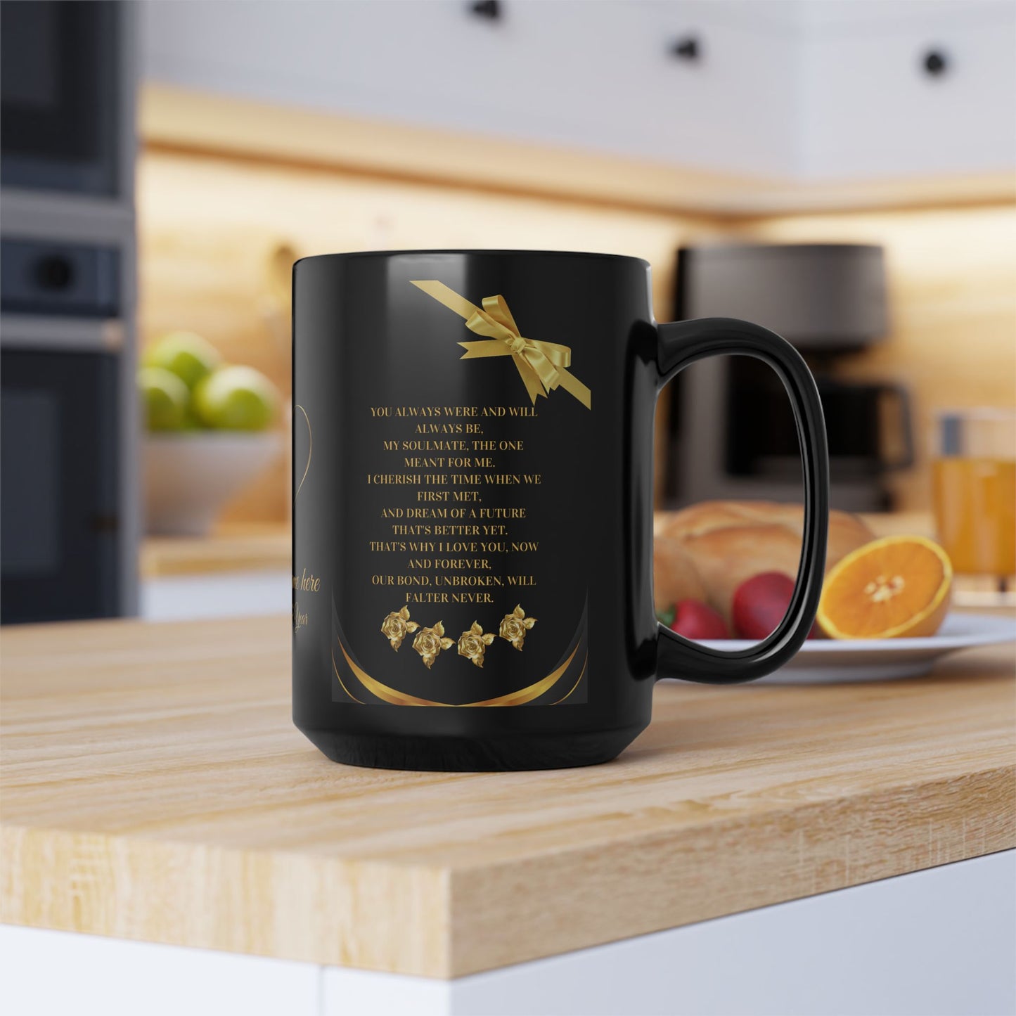 Luxury Mug - Personalized Love Poem - Black, 15oz