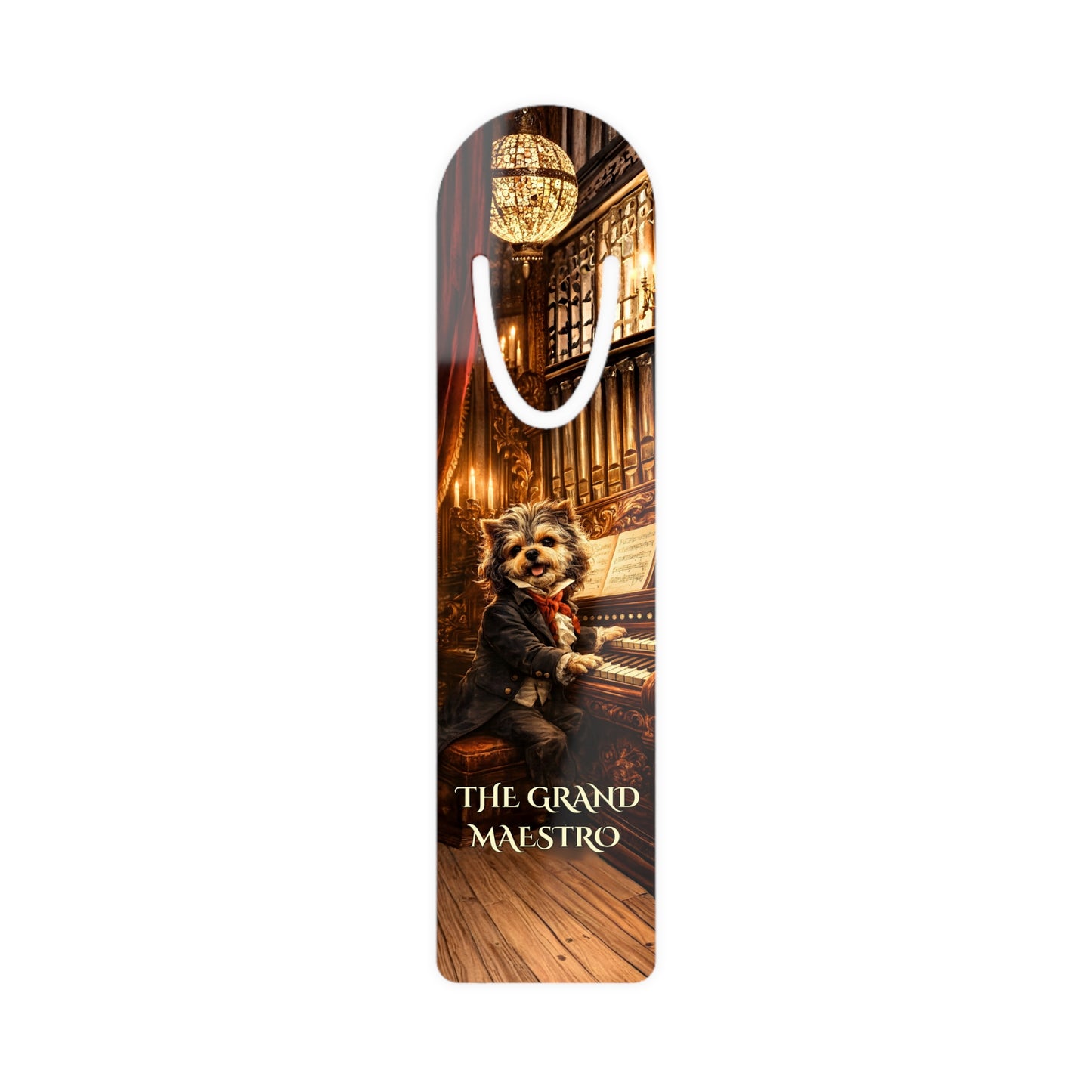 Grand Maestro organist bookmark | Vintage concert hall musician candlelight reading accessory