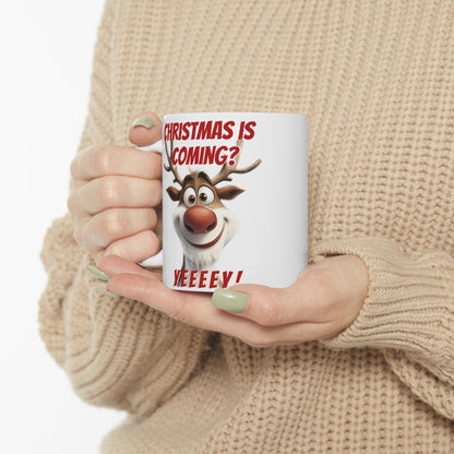 Festive Christmas Reindeer Mug 11oz/15oz - Funny Holiday Gift