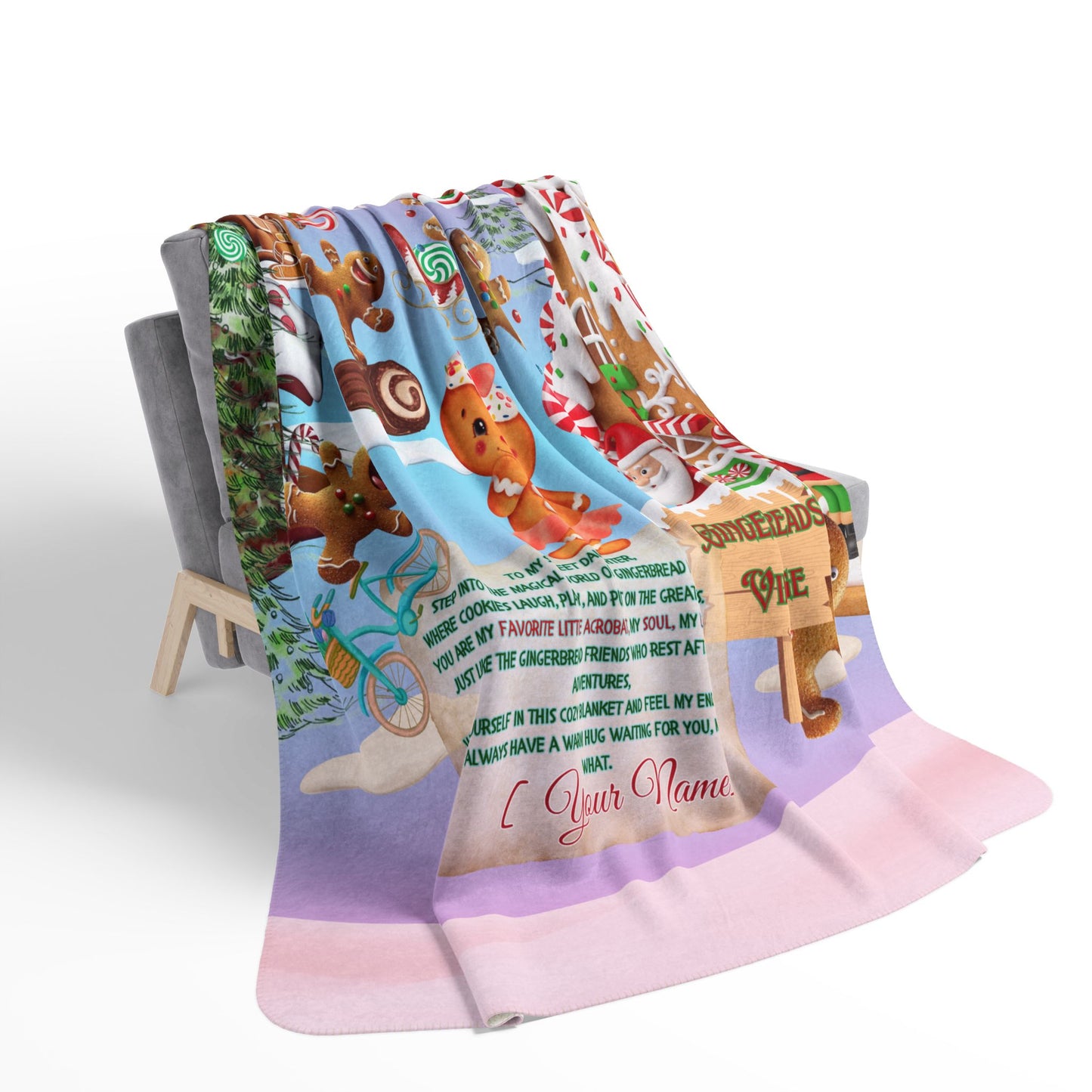 Sherpa Blanket - Funny Gingerbread Acrobats - To My Sweet Daughter