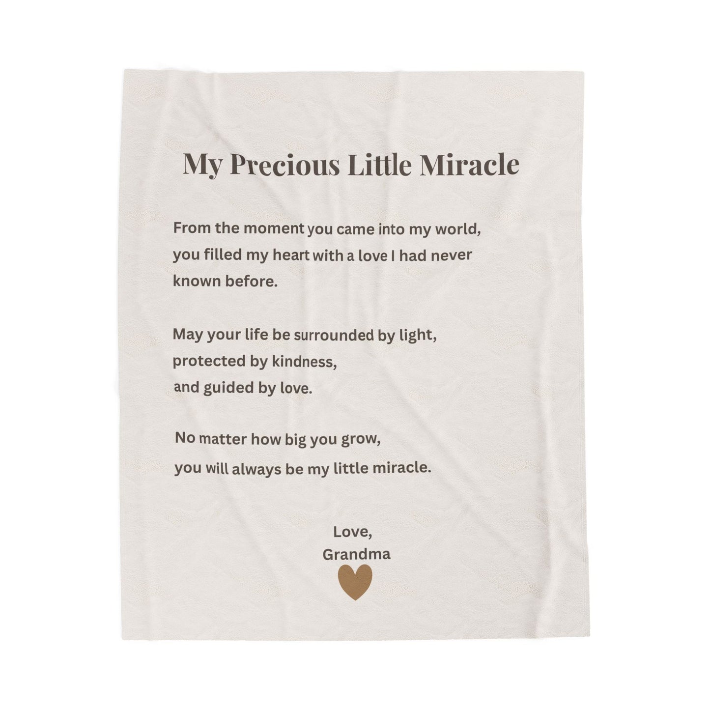My Precious Little Miracle Velveteen Plush Blanket — Personalized Grandmother Love Baby Keepsake