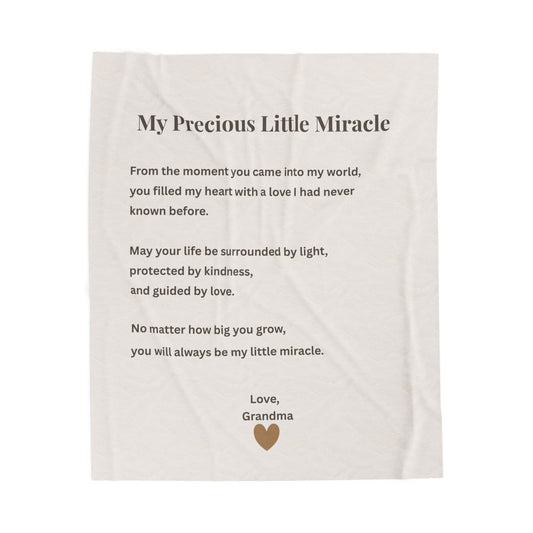 My Precious Little Miracle Velveteen Plush Blanket — Personalized Grandmother Love Baby Keepsake