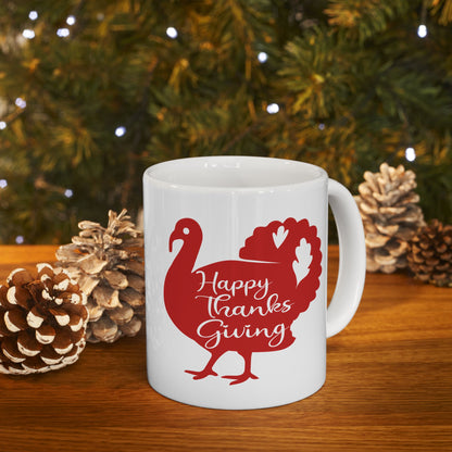 Happy Thanksgiving Ceramic Mug 11oz/15oz - Festive Holiday Coffee Cup