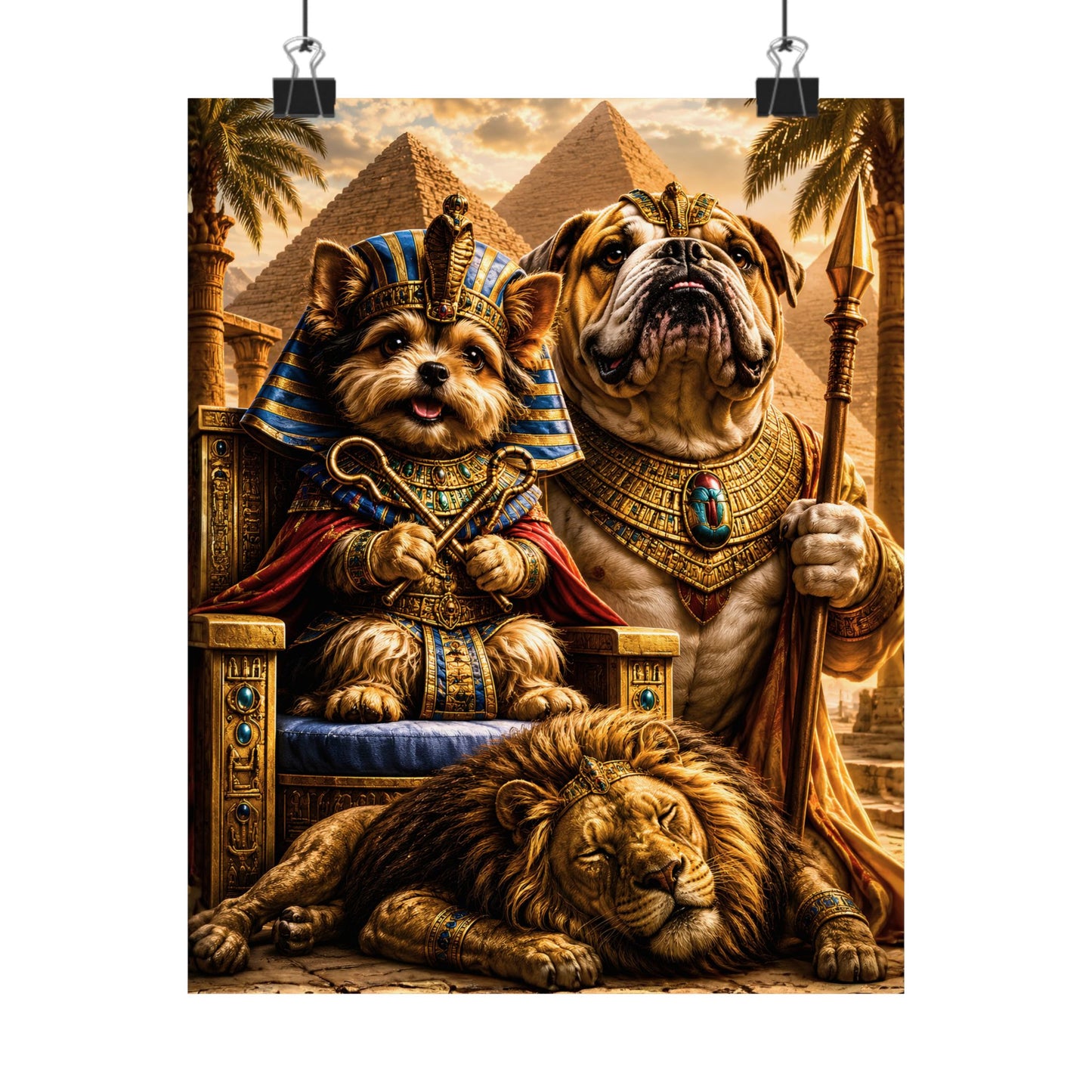 Cleopatra Yorkie Print | Funny Egypt Kids Wall Art | Dog Lover Gift | Matte Poster
