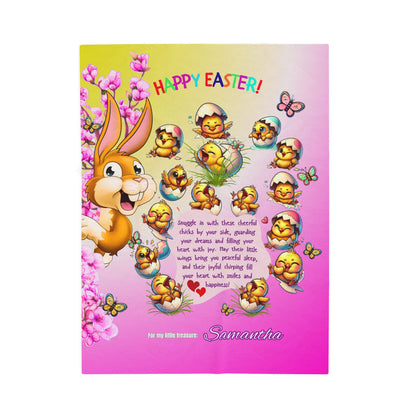 Personalized Easter Blanket for Kids - Pink Chicks My Little Treasure