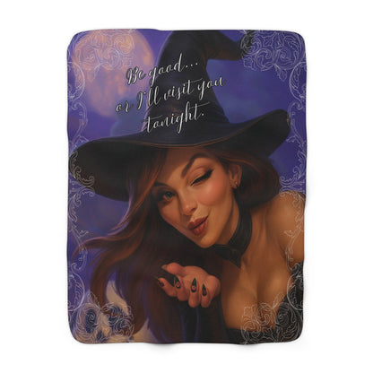 Halloween Witch Sherpa Blanket - Funny Message Fleece Throw