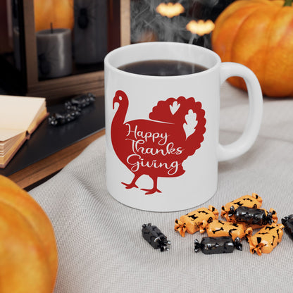 Happy Thanksgiving Ceramic Mug 11oz/15oz - Festive Holiday Coffee Cup