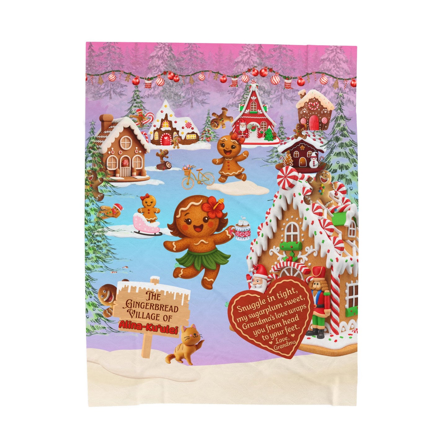 Gingerbread Village Christmas Blanket for Girl from Grandma