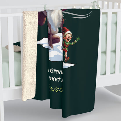 Personalized Christmas Sherpa Blanket - Santa & Reindeer Custom