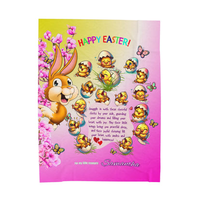 Personalized Easter Blanket for Kids - Pink Chicks My Little Treasure