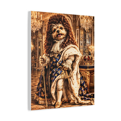 The Sun King Yorkie Stretched Canvas Wall Art, Royal Dog Portrait, King Louis XIV Pet Art, Ready to Hang, History Bonus Included