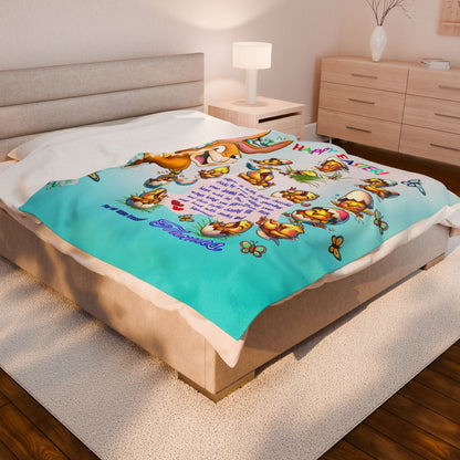 Personalized Easter Blanket for Kids - Happy Easter Bunny & Chicks