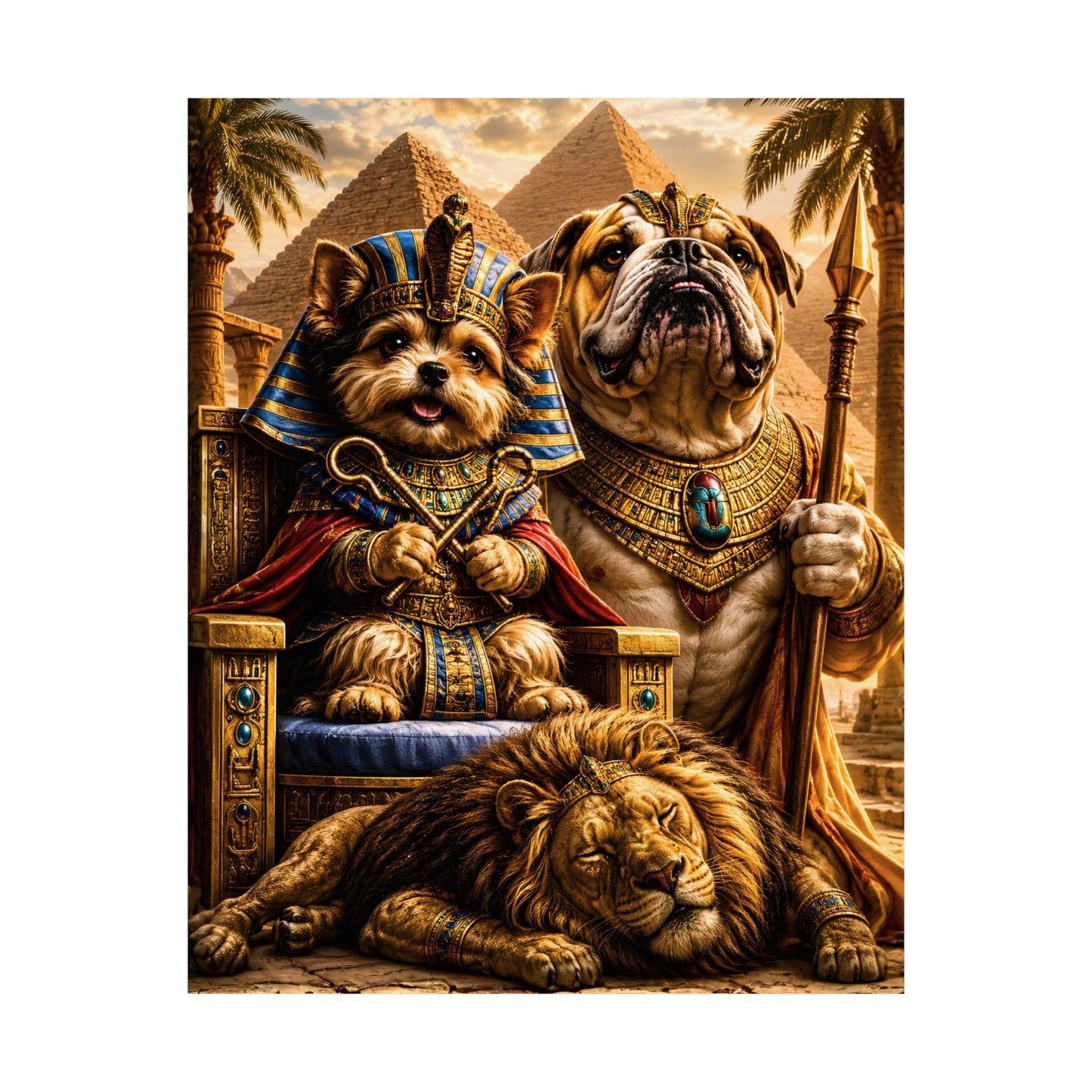 Cleopatra Yorkie Print | Funny Egypt Kids Wall Art | Dog Lover Gift | Matte Poster