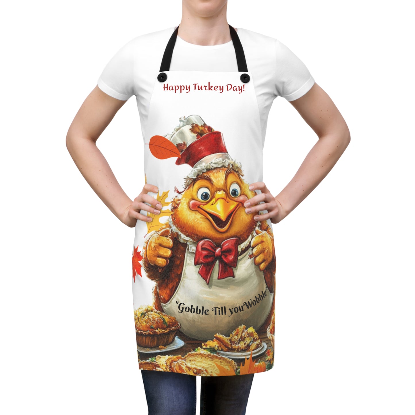 Funny Gobble Till You Wobble Apron - Thanksgiving Kitchen Gift