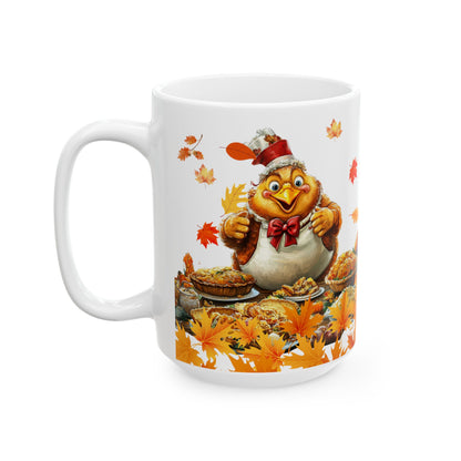 Ceramic Mug 11 oz , 15 oz Sizes - Gobble Till You Wobble Design, Funny message For your Loved ones Gift for Parents - lets give it a whirl