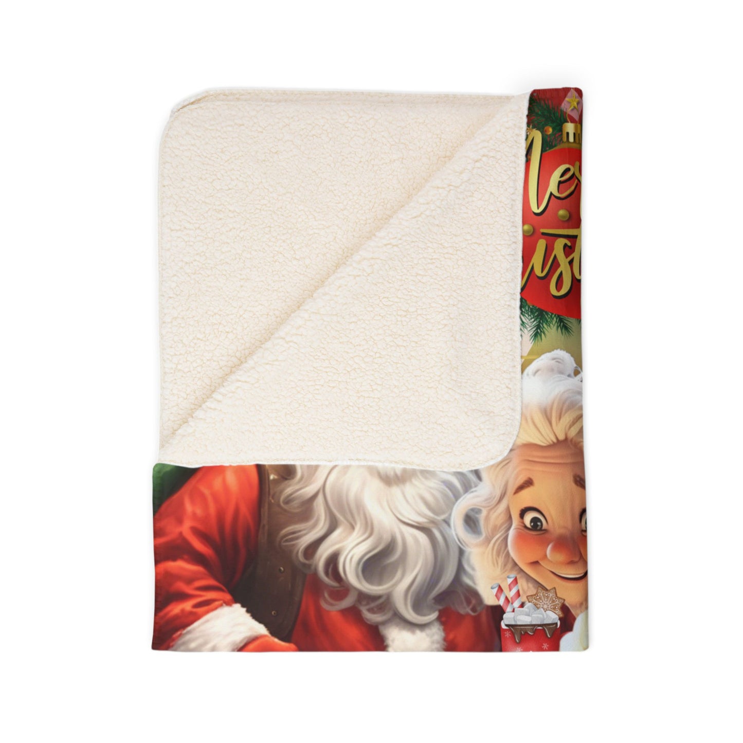 Sherpa Blanket Two sizes: 50"x60", 60"x80" - Funny Santa Design Fleece Blanket For Christmas